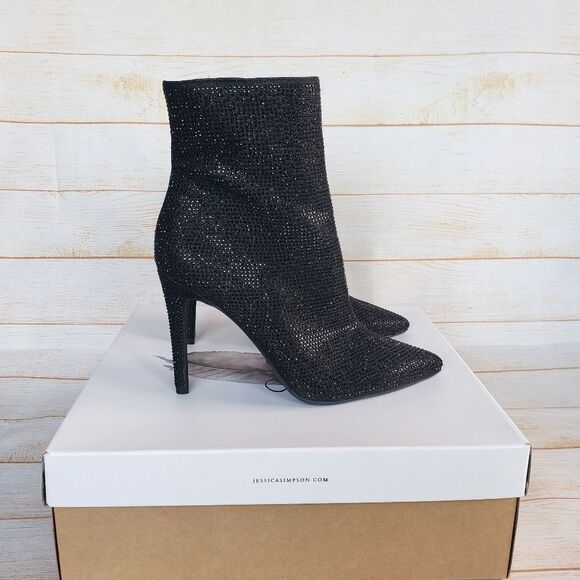 Jessica Simpson Pelina2 Sequin Stiletto Heel Boots Booties Pointy Toe Size 8.5M - Picture 2 of 16